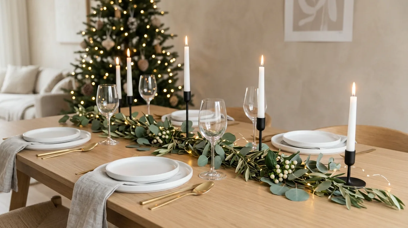 Use reflective surfaces where the room needs more sparkle inspiration for a holiday dining table.